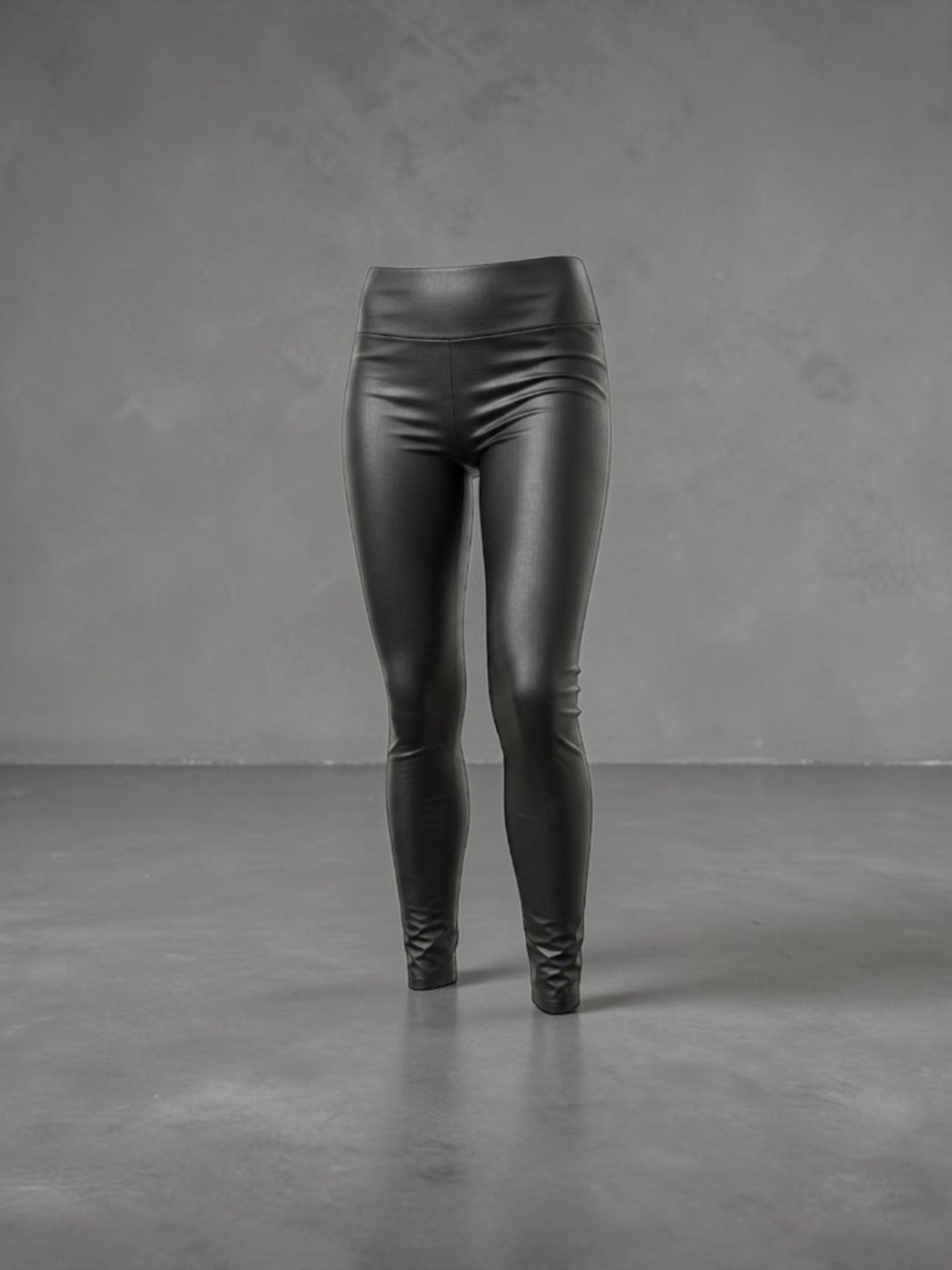 High-Rise Faux Leather Leggings - Black